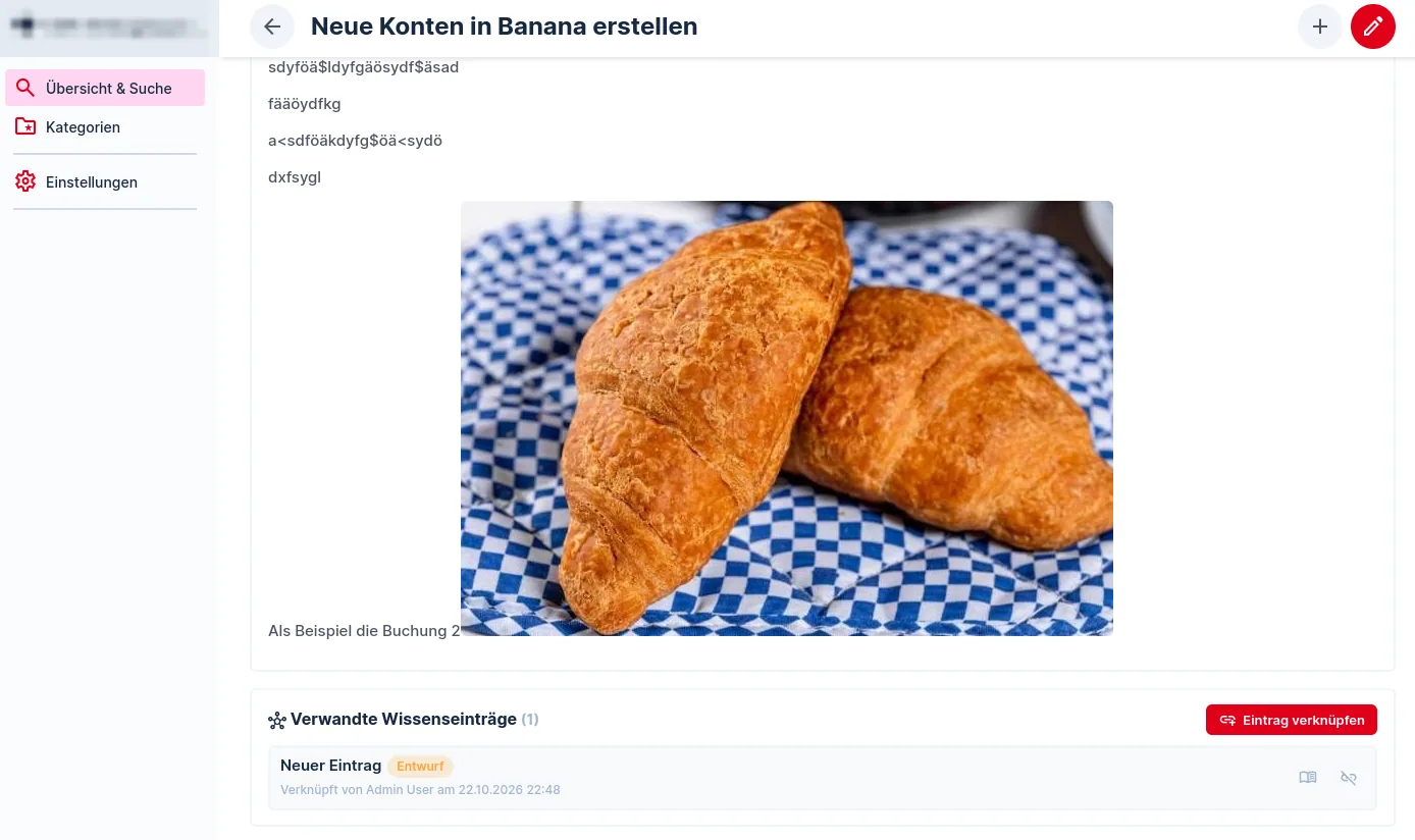 Artikelansicht mit Text, Bild und dem Bereich «Verwandte Wissenseinträge»