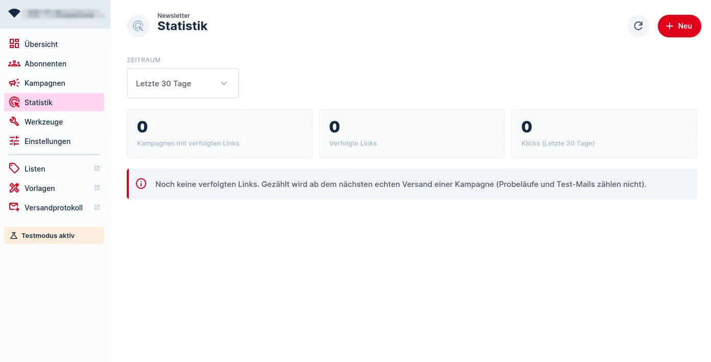 Statistik mit Zeitraum und drei Kennzahlen